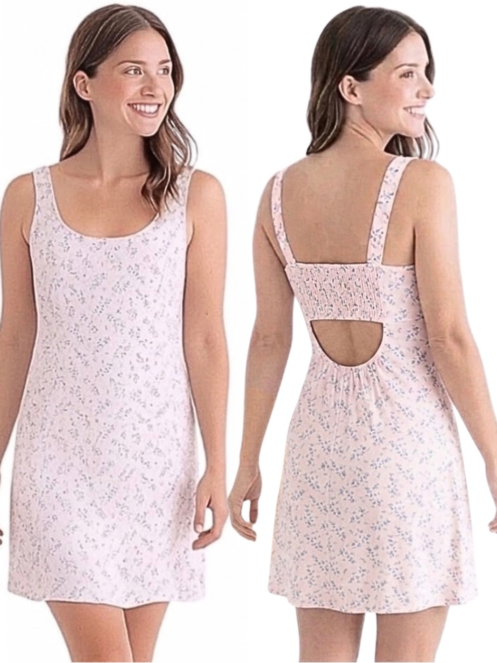 American Eagle Pink Mini Dress with Purple Floral Design Size Large